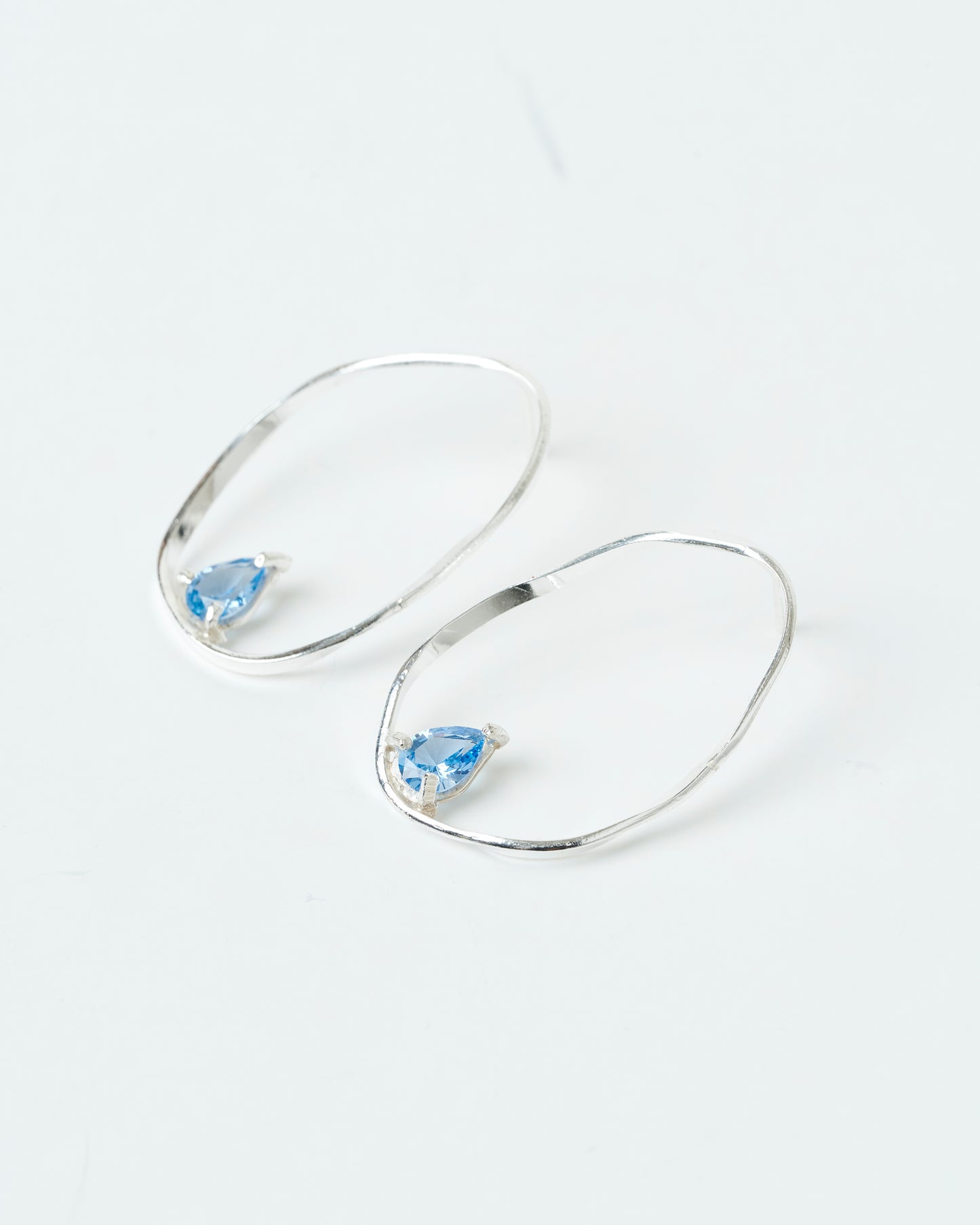 Aros Fiore azul - Plata