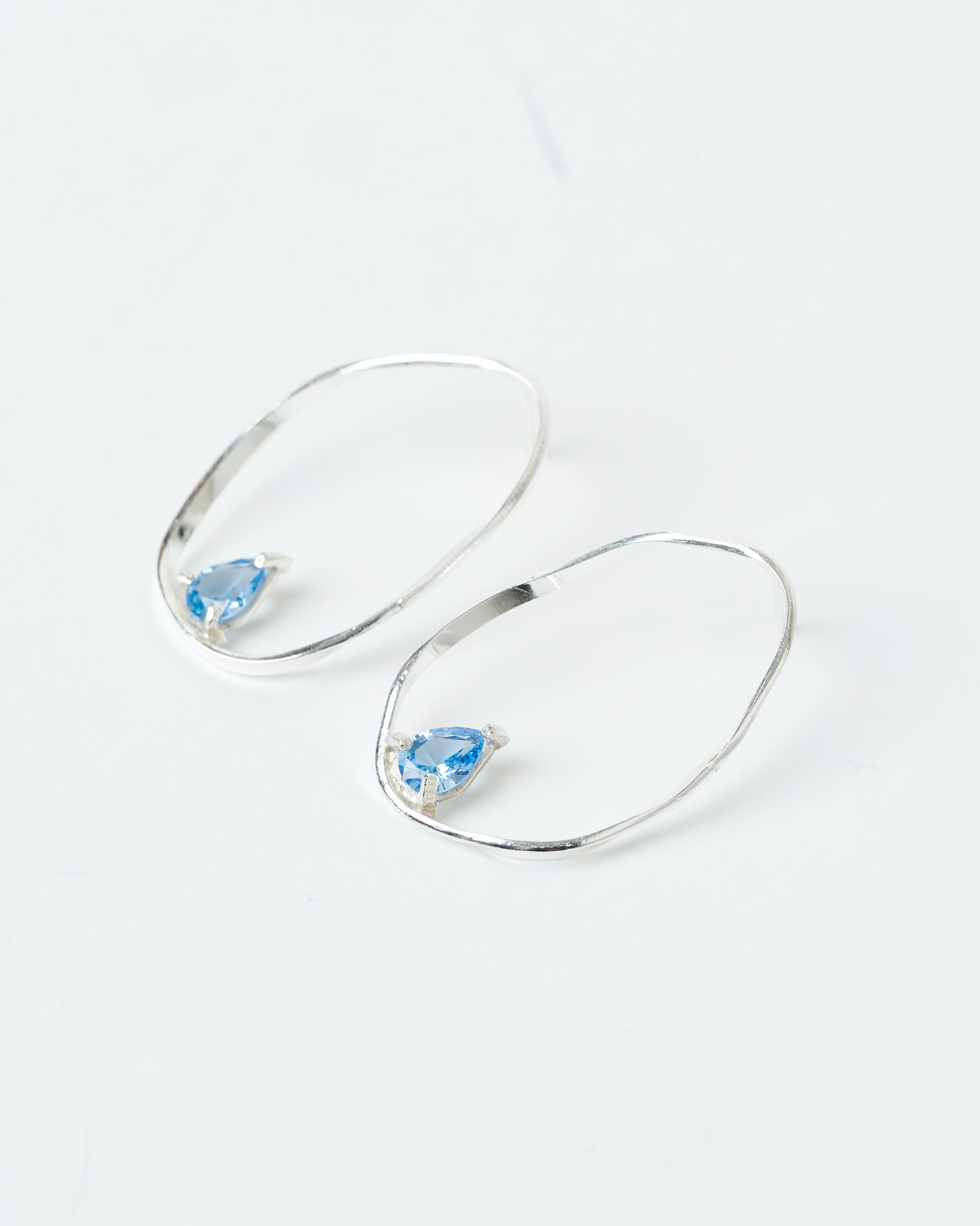 Aros Fiore azul - Plata