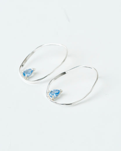 Aros Fiore azul - Plata