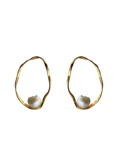 Aros movimiento perlas oro