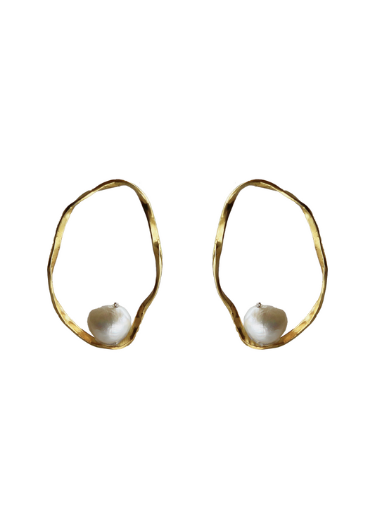Aros movimiento perlas oro