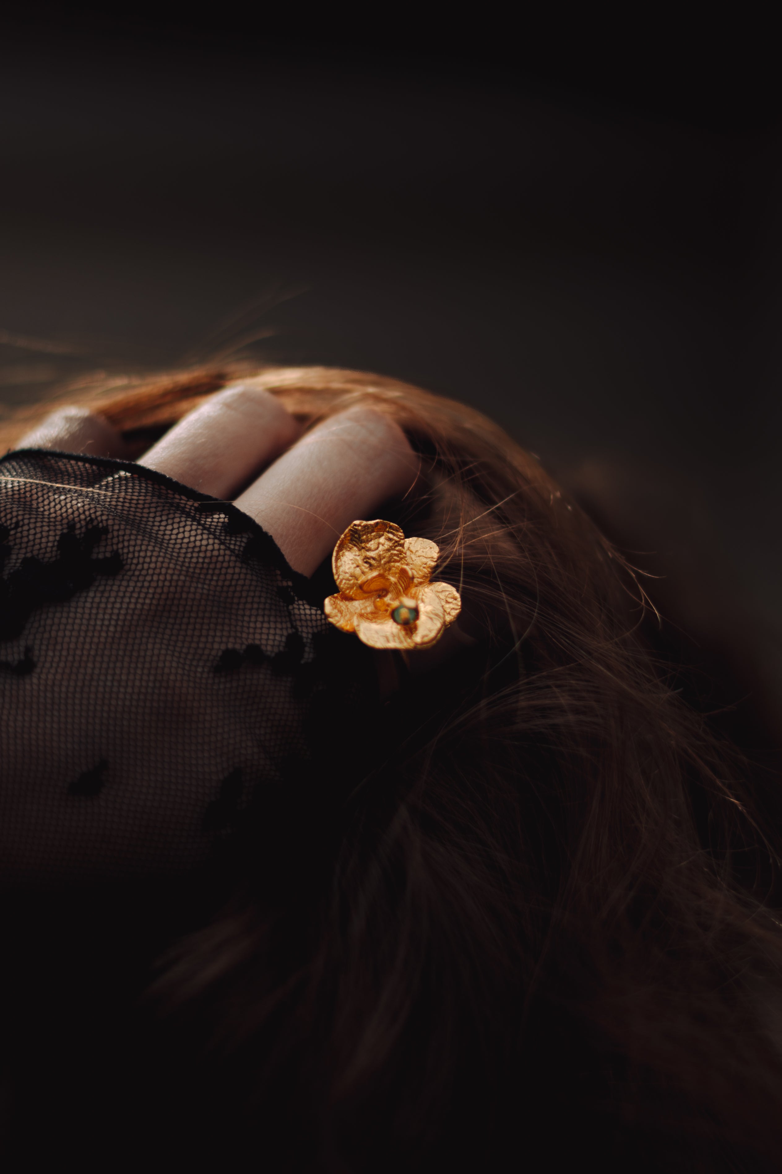 Anillo Orquídea - esmeralda