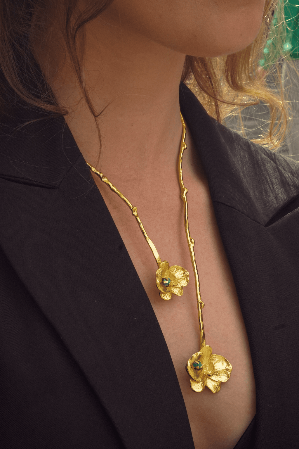 Collar Orquídea - esmeralda