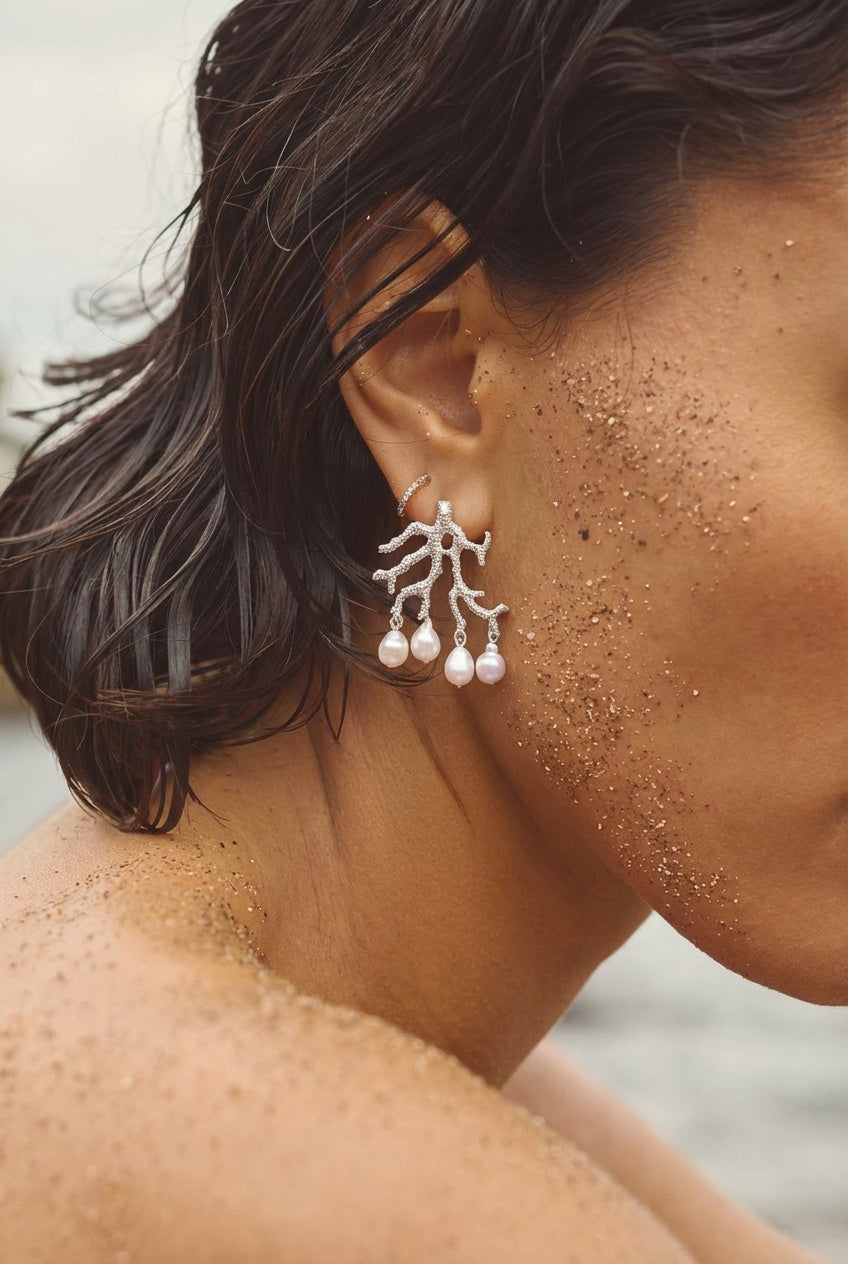 Aros Coral perlas